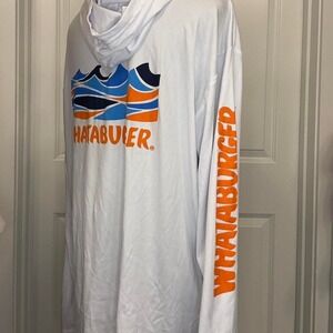 Whataburger White Performance Hooded Long Sleeve – Adult XL – Logo Back & Sleeve